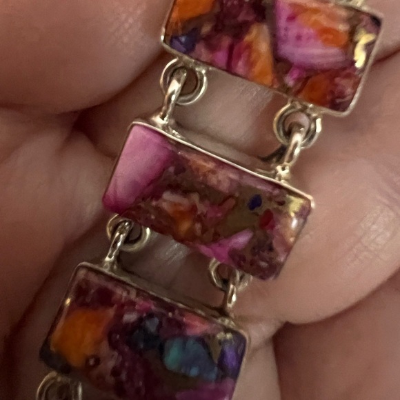 ❤️ Pink Dahlia Turquoise 925 Southwestern Navajo Style Bar Necklace 18+2” 21.6gm - Picture 15 of 16